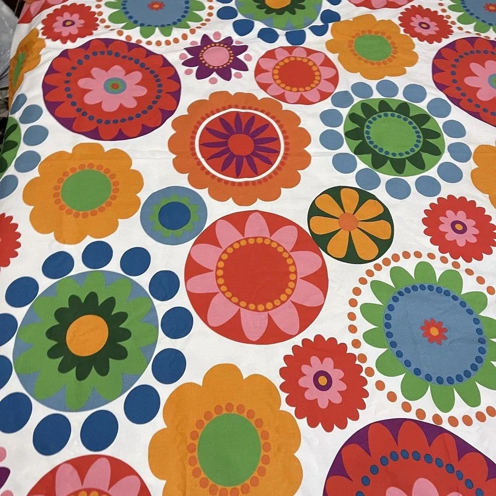 VTG IKEA Helen Trast 2007 Fabric Large Mod Floral Slower Hippie 57x72 Retro MCM